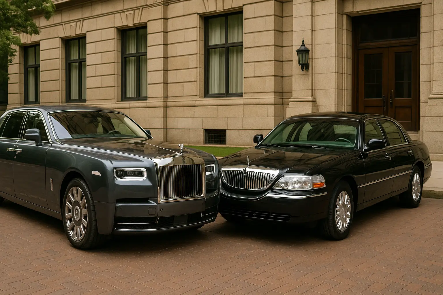 Rolls-Royce Phantom vs Lincoln Town Car Luxury Comparison exterior view